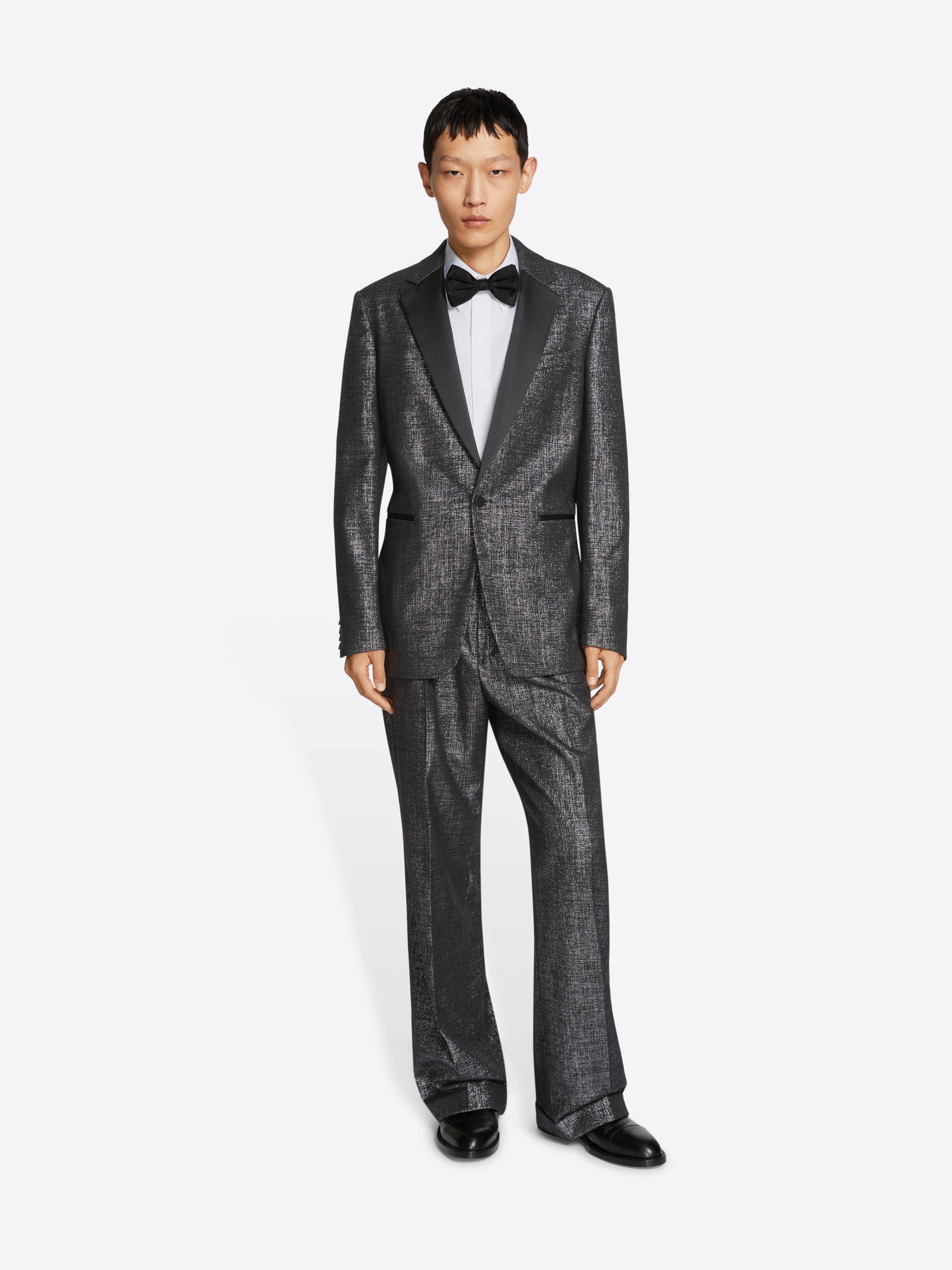 Silver Slim Fit Glitter Tuxedo for Groom | BespokeDailyShop