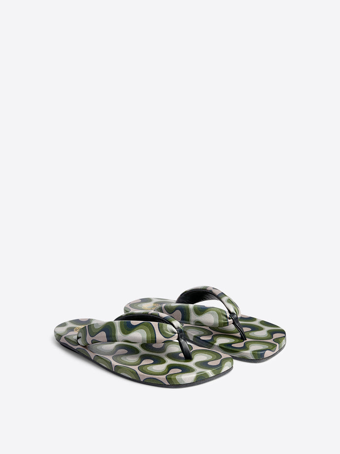 Printed leather sandals