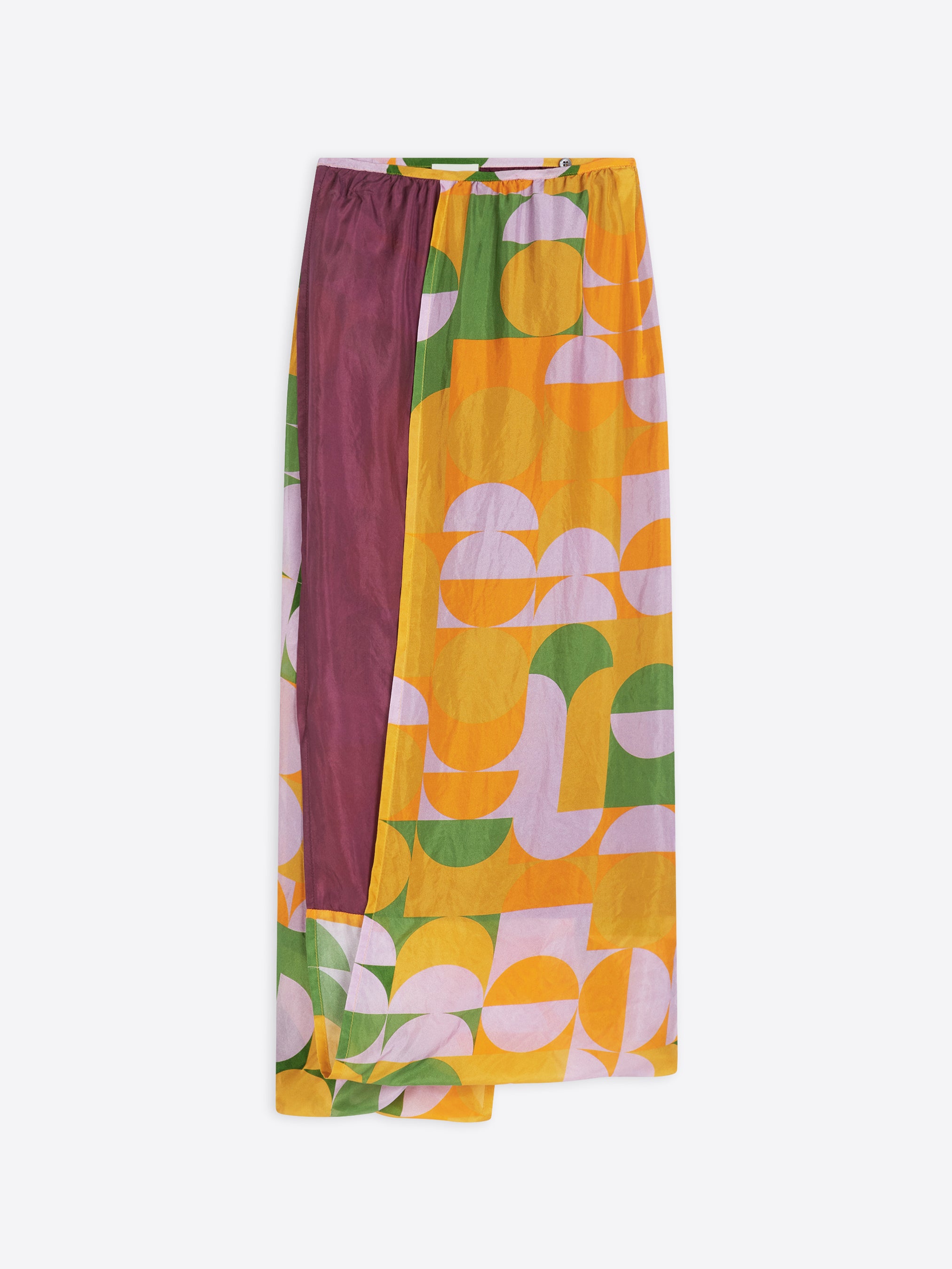 DRIES VAN NOTEN geometric-print draped skirt - Orange