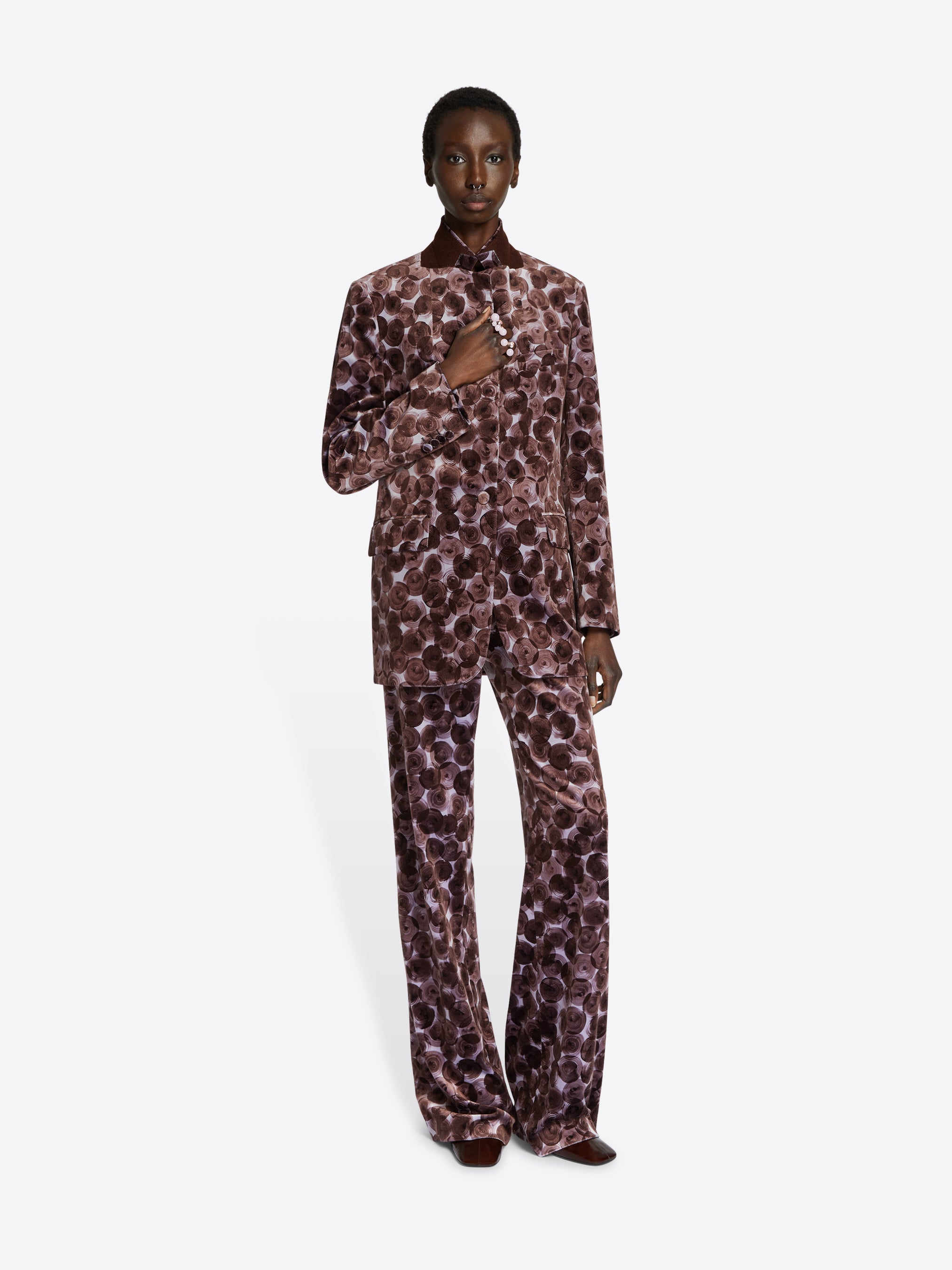 Dries Van Noten Women Printed Velvet Blazer Mauve 38