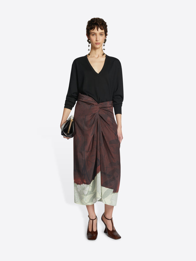 Draped silk skirt