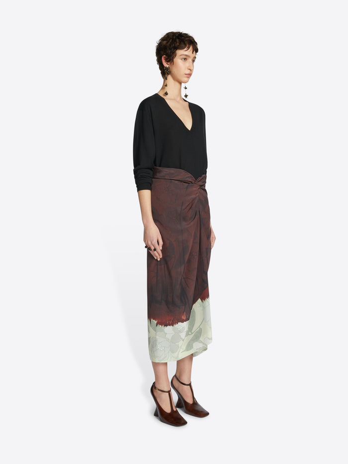 Draped silk skirt