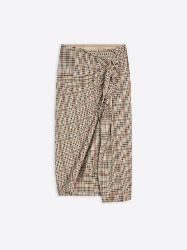 Draped checked skirt