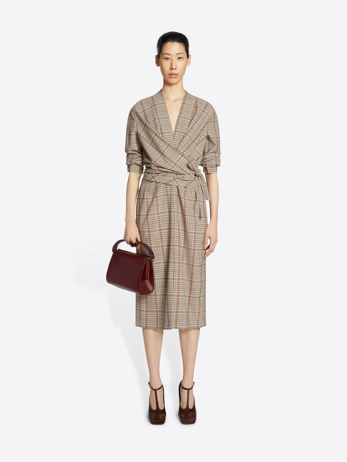 Checked wrap dress