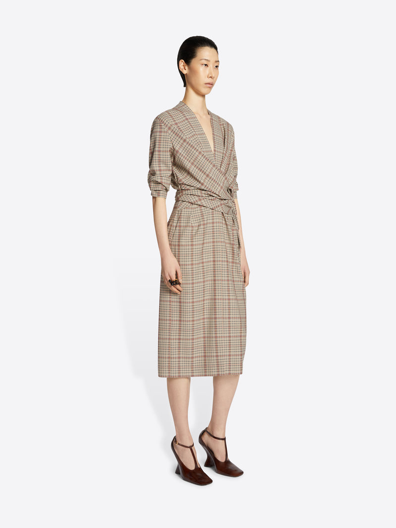 Checked wrap dress