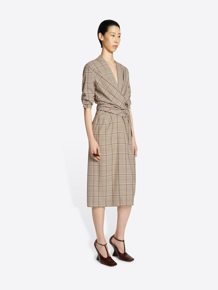 Checked wrap dress