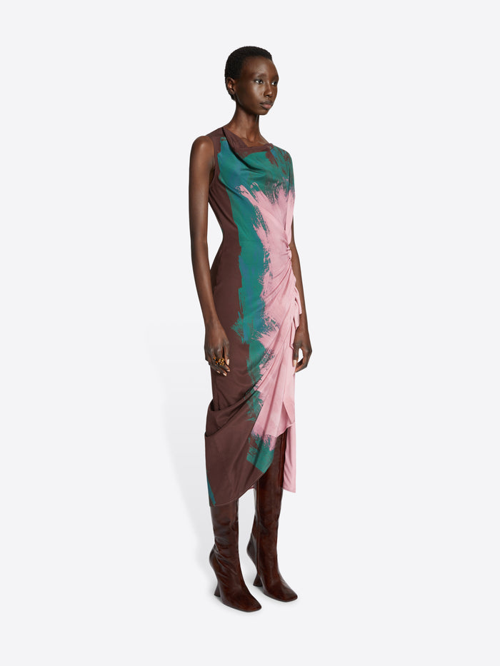 Printed draped dress