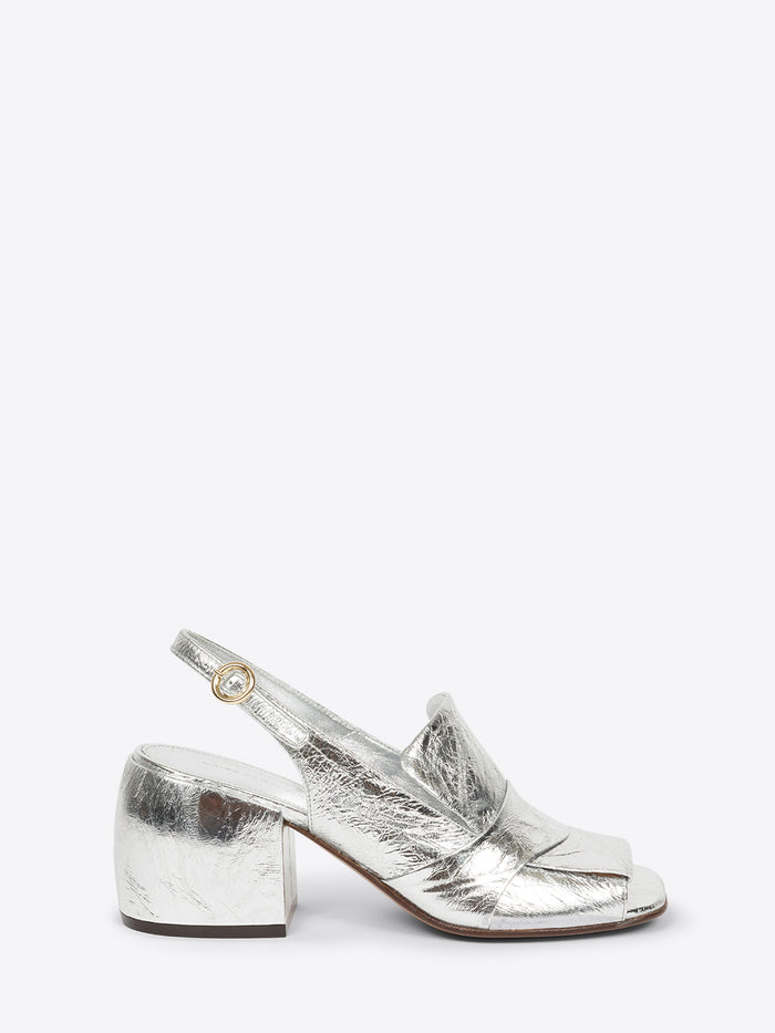 Metallic leather mules