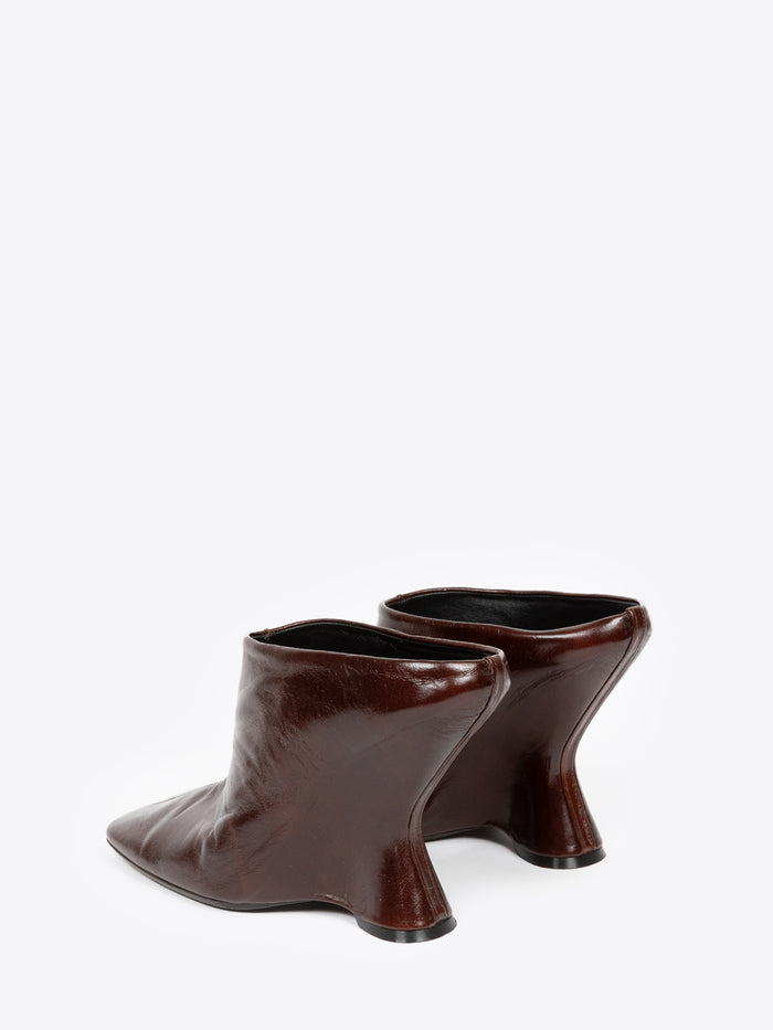 Leather wedge mules