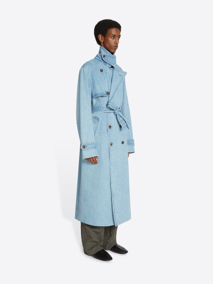 Denim trench coat