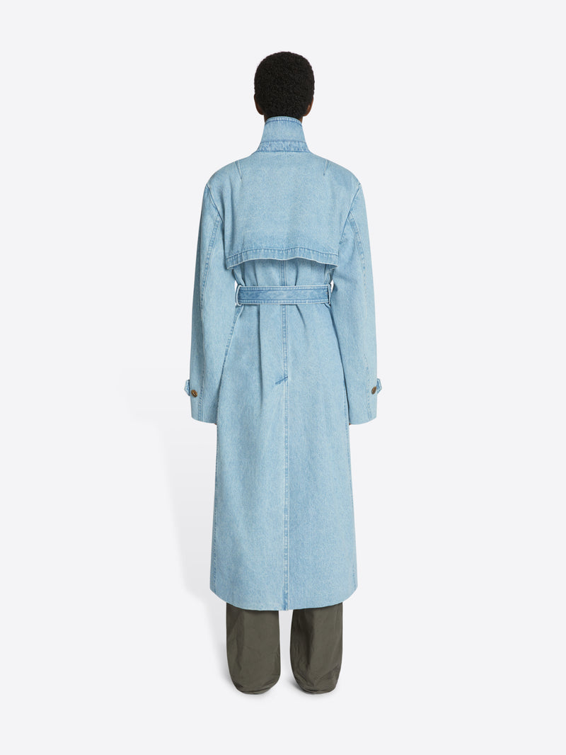 Denim trench coat