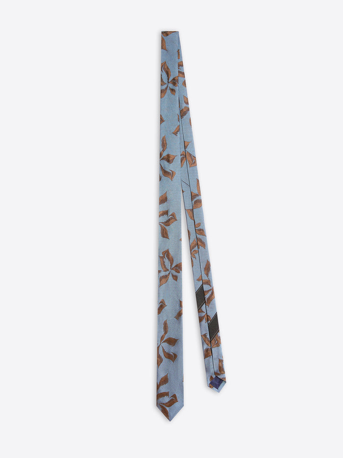 Printed narrow silk tie